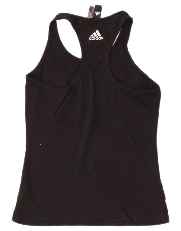 Adidas Womens Graphic Vest Top UK 8/10 Pequeno Algodão Preto