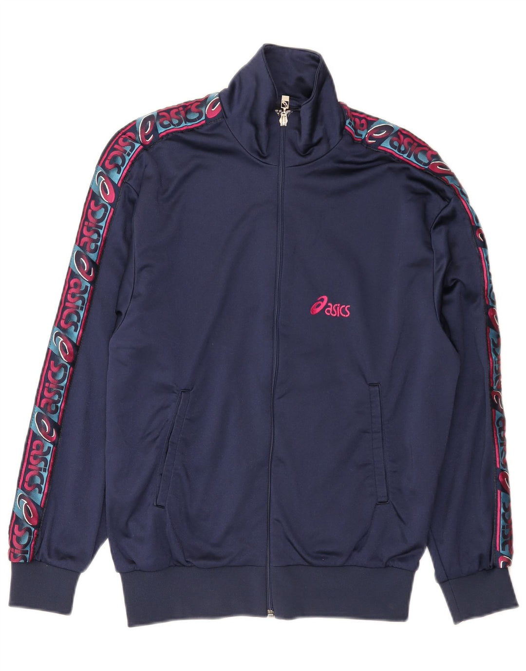 Asics Masculino Graphic Tracksuit Top Jacket IT 46 Pequeno Azul Marinho Colourblock
