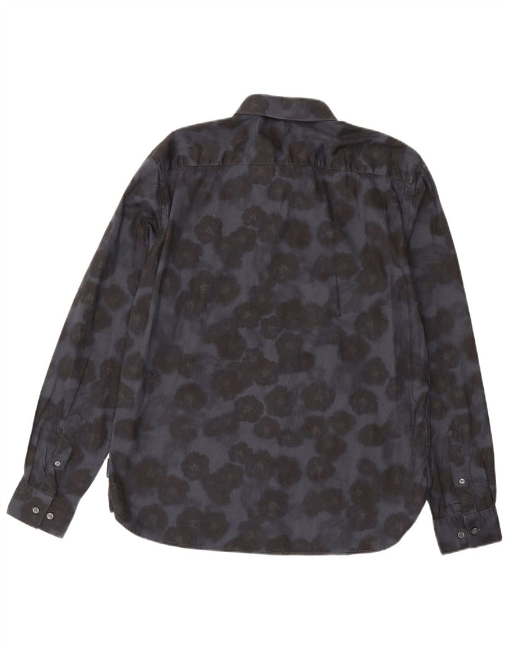 Camisa masculina de ajuste regular French Connection grande algodão floral azul marinho