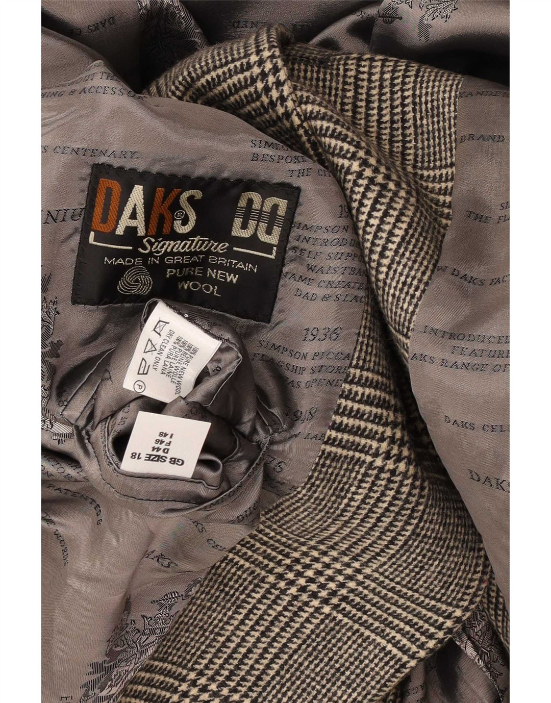 Jaqueta blazer feminina DAKS com 4 botões UK 18 XL cinza xadrez nova lã