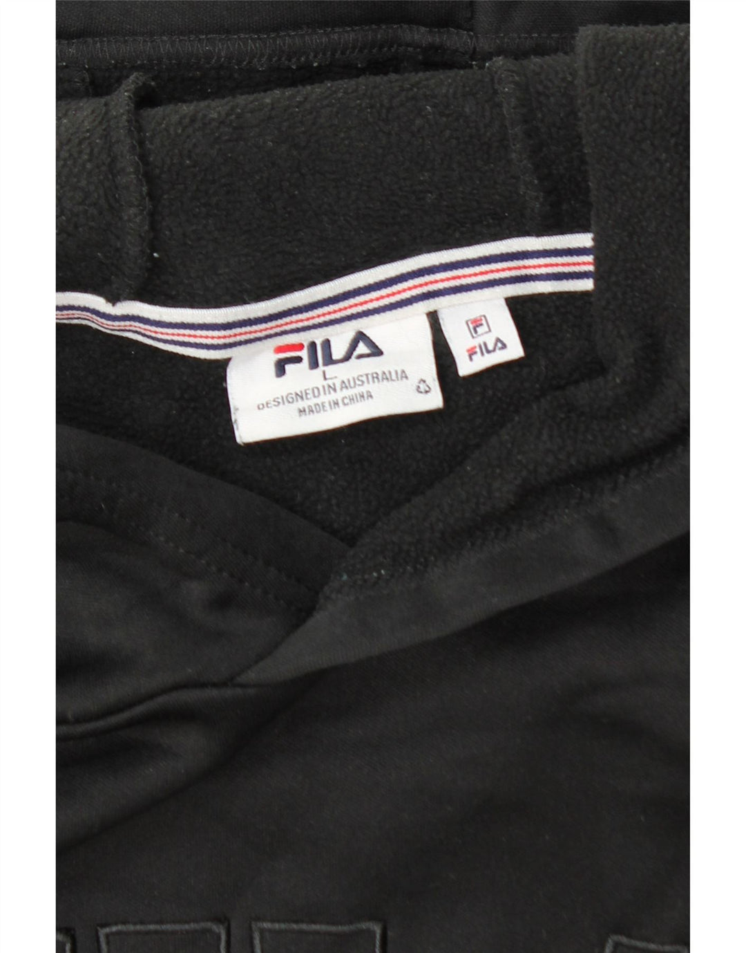 FILA moletom com capuz gráfico masculino grande algodão preto