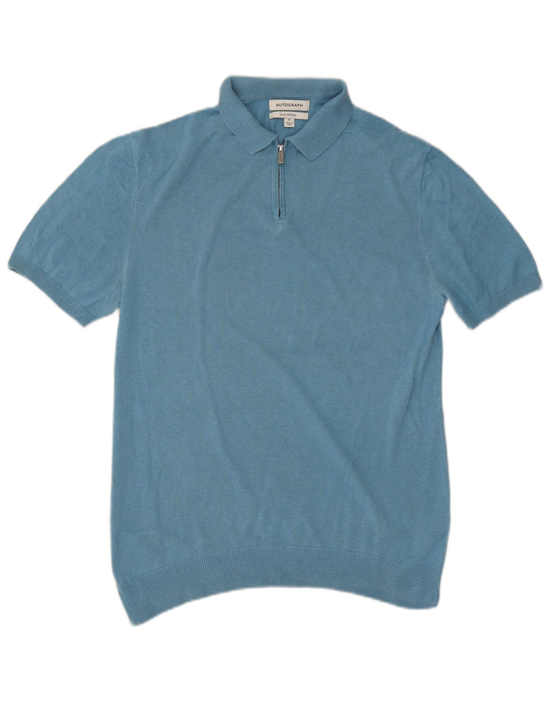 Camisa polo masculina autograph da Marks & Spencer seda azul médio