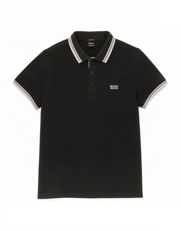 Camisa polo masculina Hugo Boss Regular Fit grande algodão preto