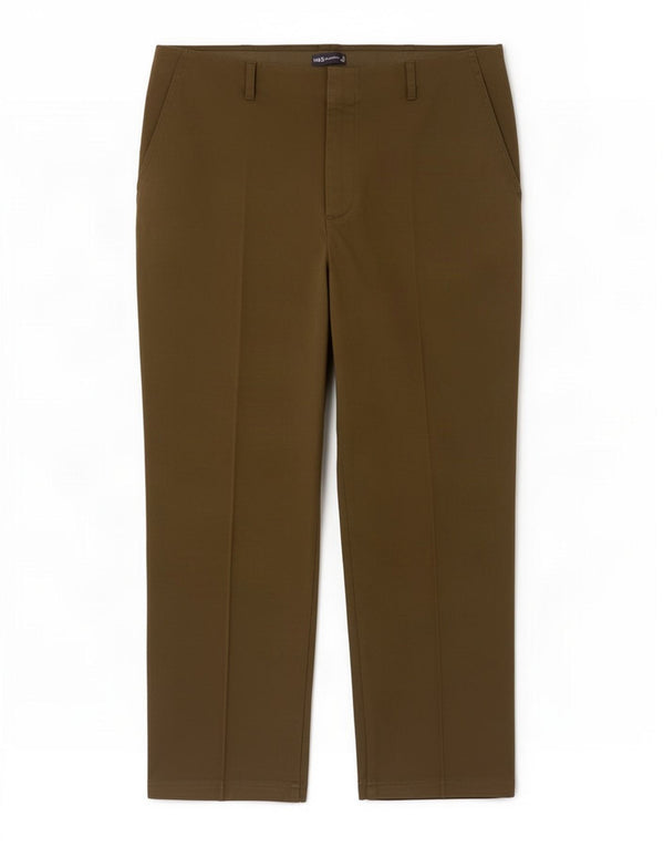 Calça feminina reta casual Marks & Spencer UK 18 XL W36 L28 cáqui