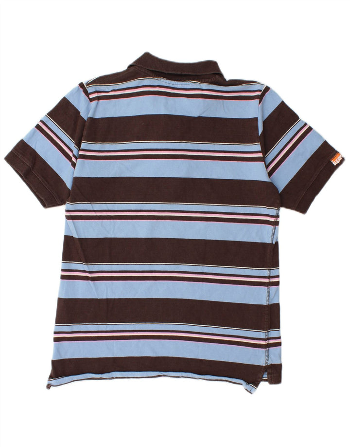 Camisa polo masculina Superdry pequena listrada marrom algodão
