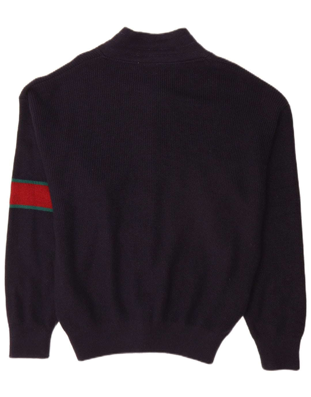 Suéter cardigã masculino vintage grande lã colorblock azul marinho