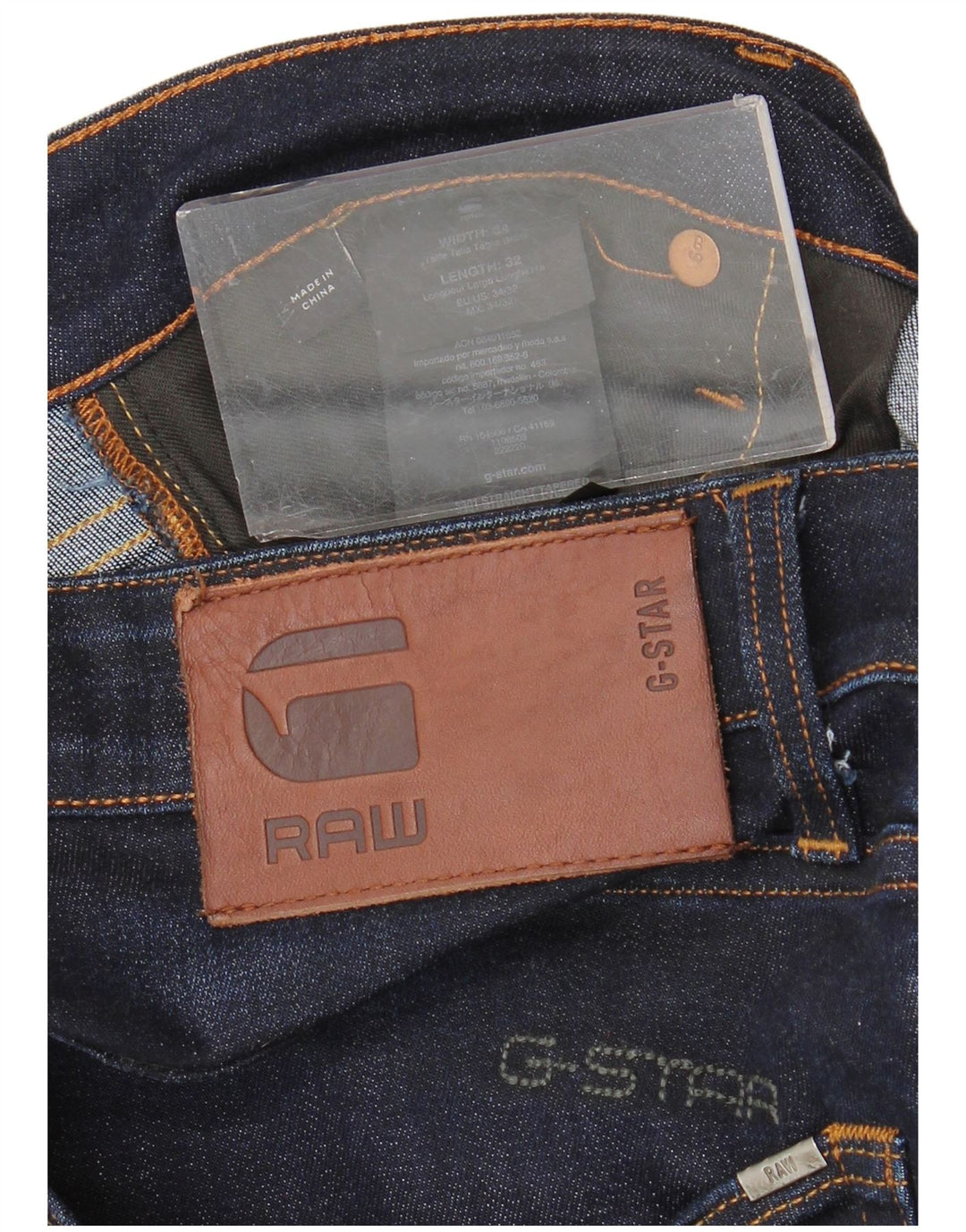 Jeans retos masculinos G-STAR W34 L32 algodão azul marinho
