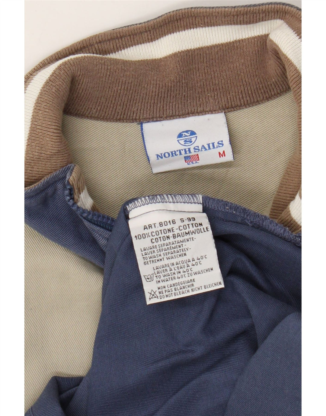 Moletom masculino North Sails com zíper e gola em algodão colorblock azul médio