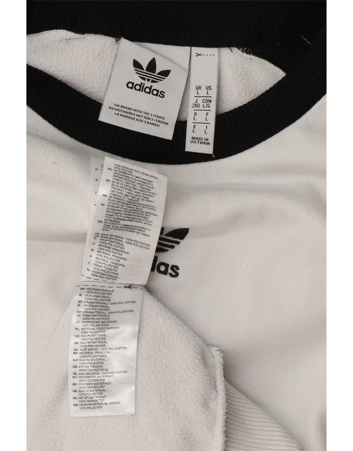 Adidas Mens Graphic Moletom Jumper Grande Branco Colorblock Poliéster