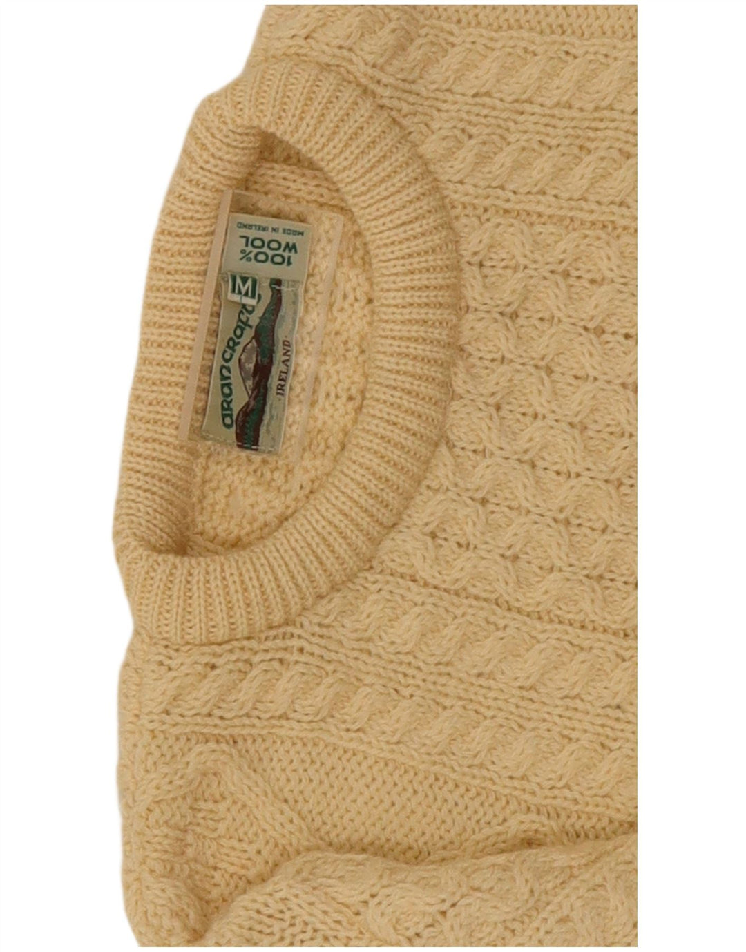 Suéter masculino arancrafts com gola redonda, lã bege médio