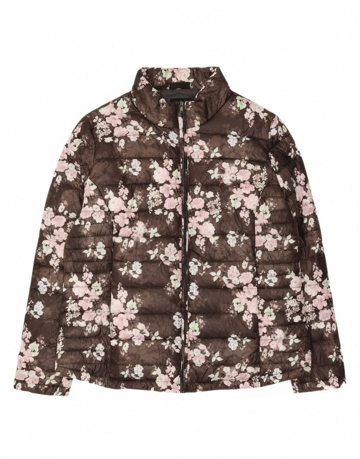 Jaqueta acolchoada feminina JANINA IT 46 grande marrom floral