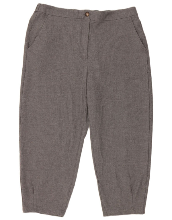 Zara Calça capri feminina de cintura alta XL W32 L22 cinza poliéster