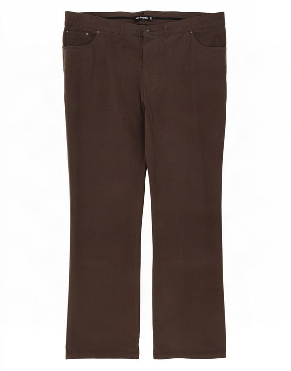 Calça masculina reta de veludo cotelê Marks & Spencer W42 L31 algodão marrom