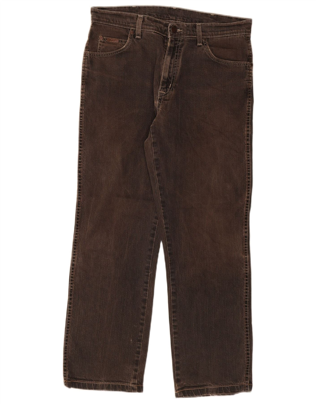 Wrangler Masculino Texas Stretch Straight Jeans W33 L29 Algodão Marrom