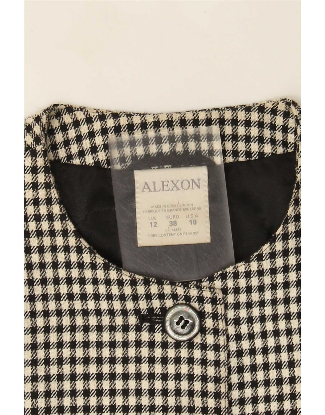 Sobretudo feminino ALEXON solto Reino Unido 12 poliéster preto médio Houndstooth