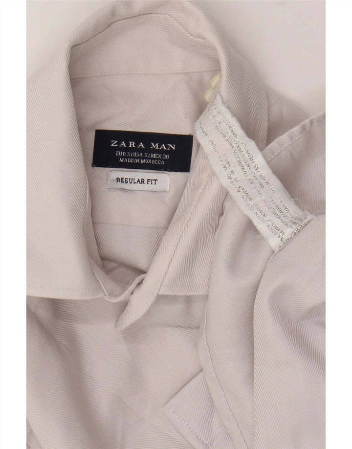 Camisa masculina Zara Regular Fit pequena algodão cinza