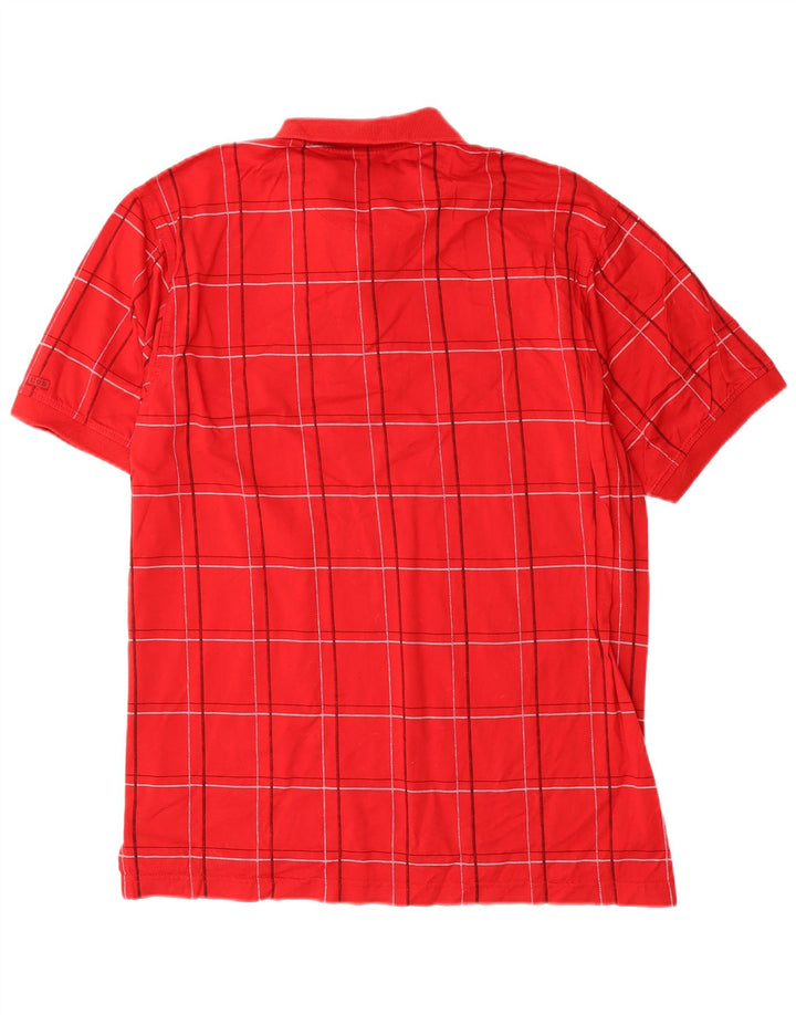 Camisa polo masculina de golfe IZOD, algodão xadrez vermelho médio