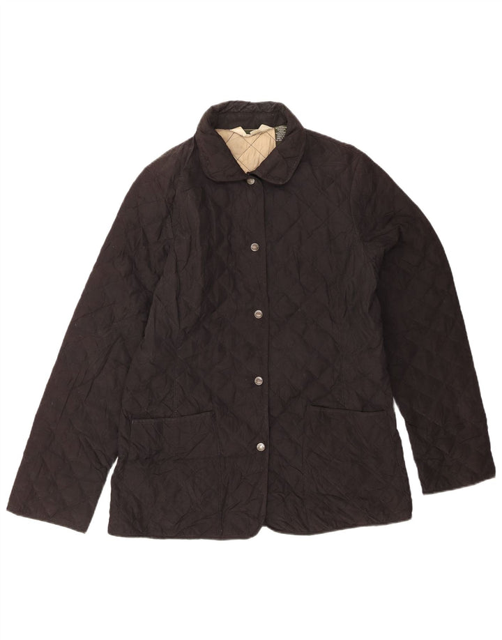 Jaqueta acolchoada feminina EDDIE BAUER UK 12 poliéster preto médio