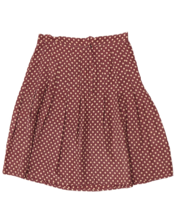 Saia feminina balão plissada linha A UE 36 pequena W26 seda floral borgonha