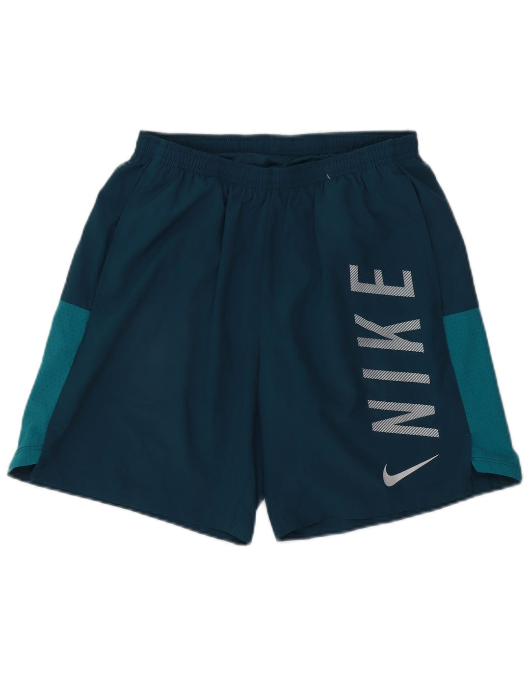 Shorts esportivos gráficos masculinos Nike Dri Fit médio azul colorblock poliéster