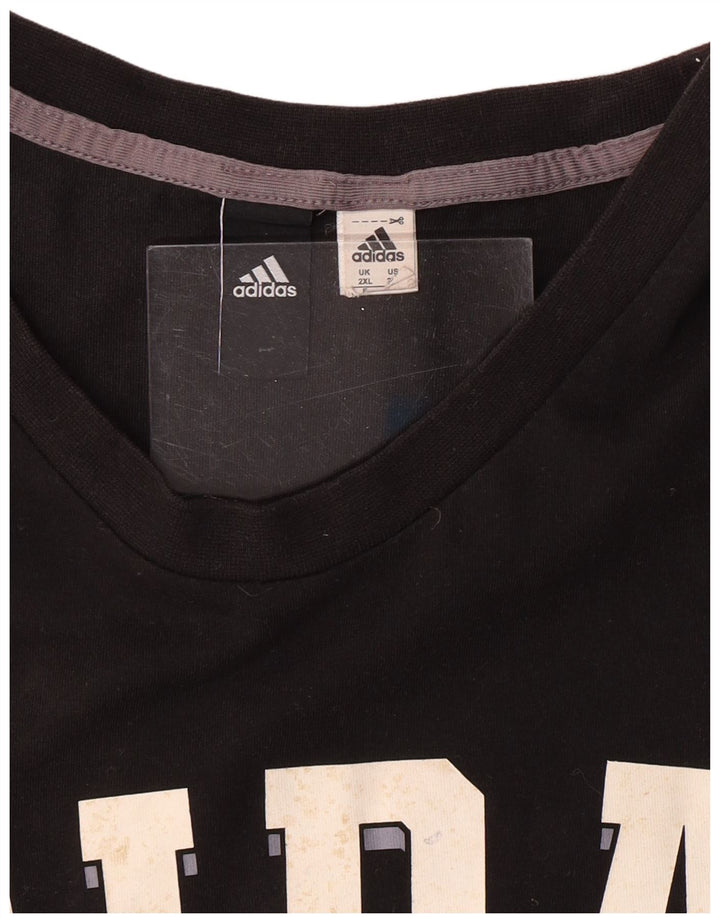 ADIDAS Mens Graphic T-Shirt Top 2XL Algodão Preto