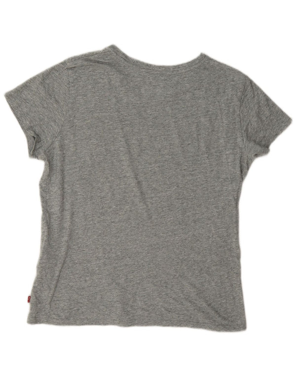 Camiseta feminina gráfica Levi's UK 14 algodão manchado cinza médio