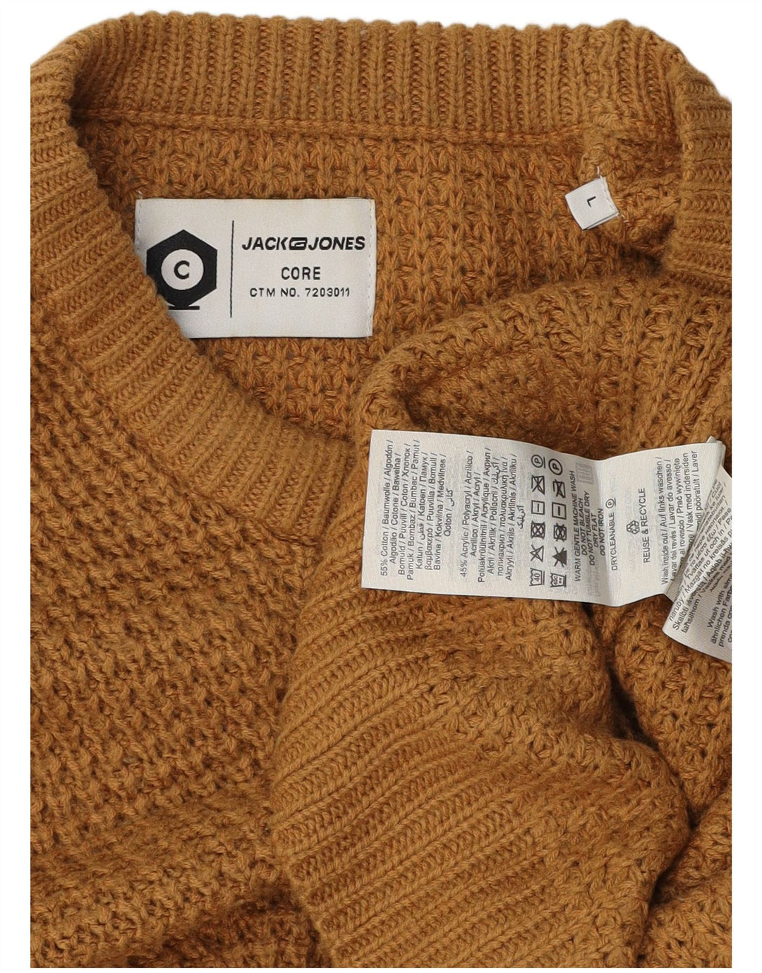 JACK & JONES Suéter masculino com gola redonda, grande algodão marrom