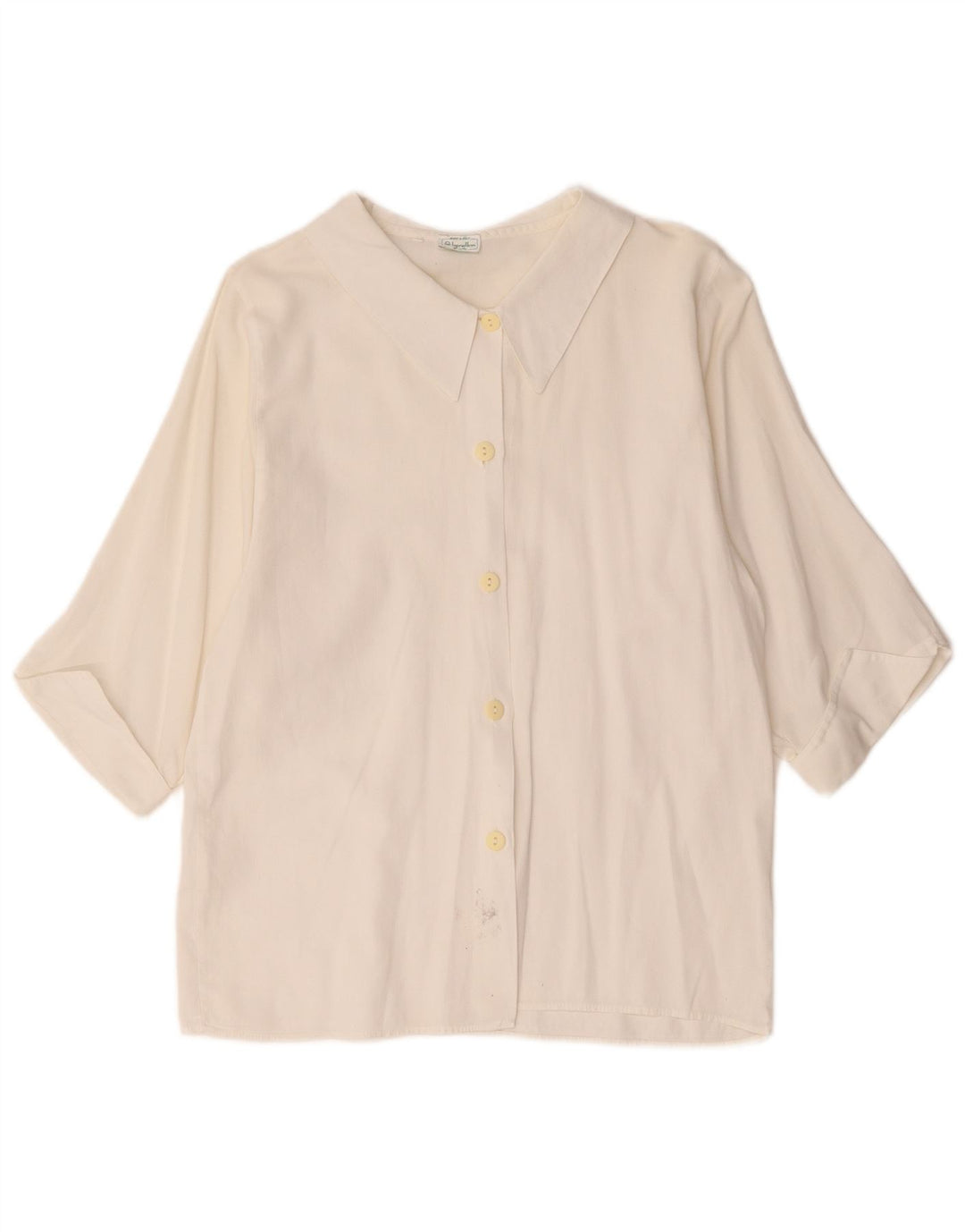 Camisa feminina Benetton manga 3/4 Reino Unido 12 algodão branco médio
