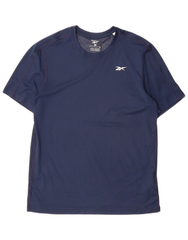 Camiseta masculina Reebok Speedwick Top médio azul marinho poliéster