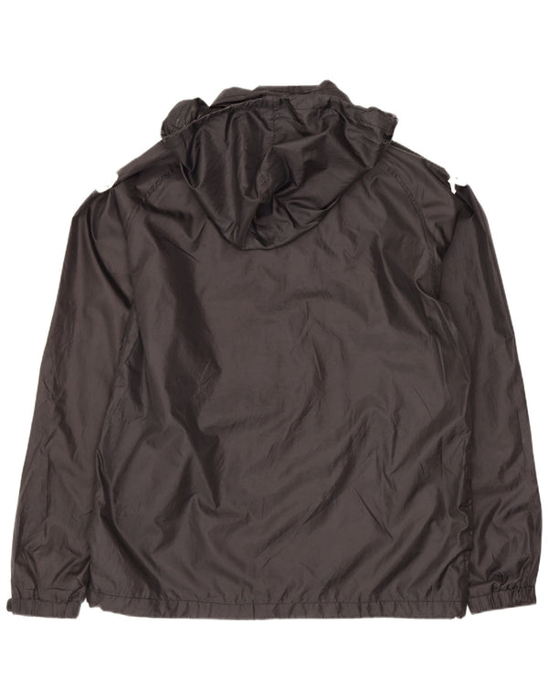 Jaqueta de chuva masculina Kappa com capuz gráfico Reino Unido 40 grande preto nylon esportivo