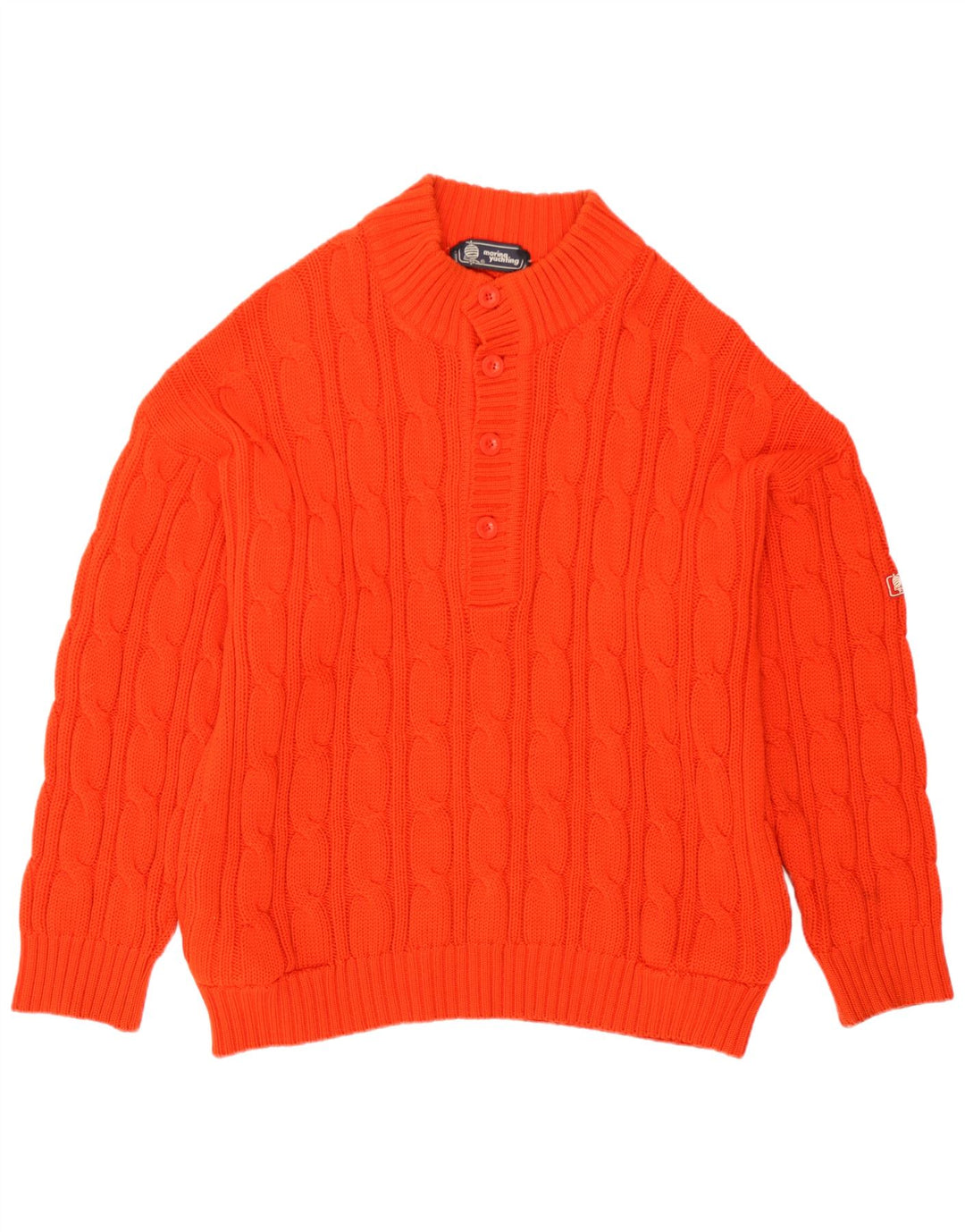 Marina Yachting Suéter masculino com gola redonda, grande, laranja, lã nova