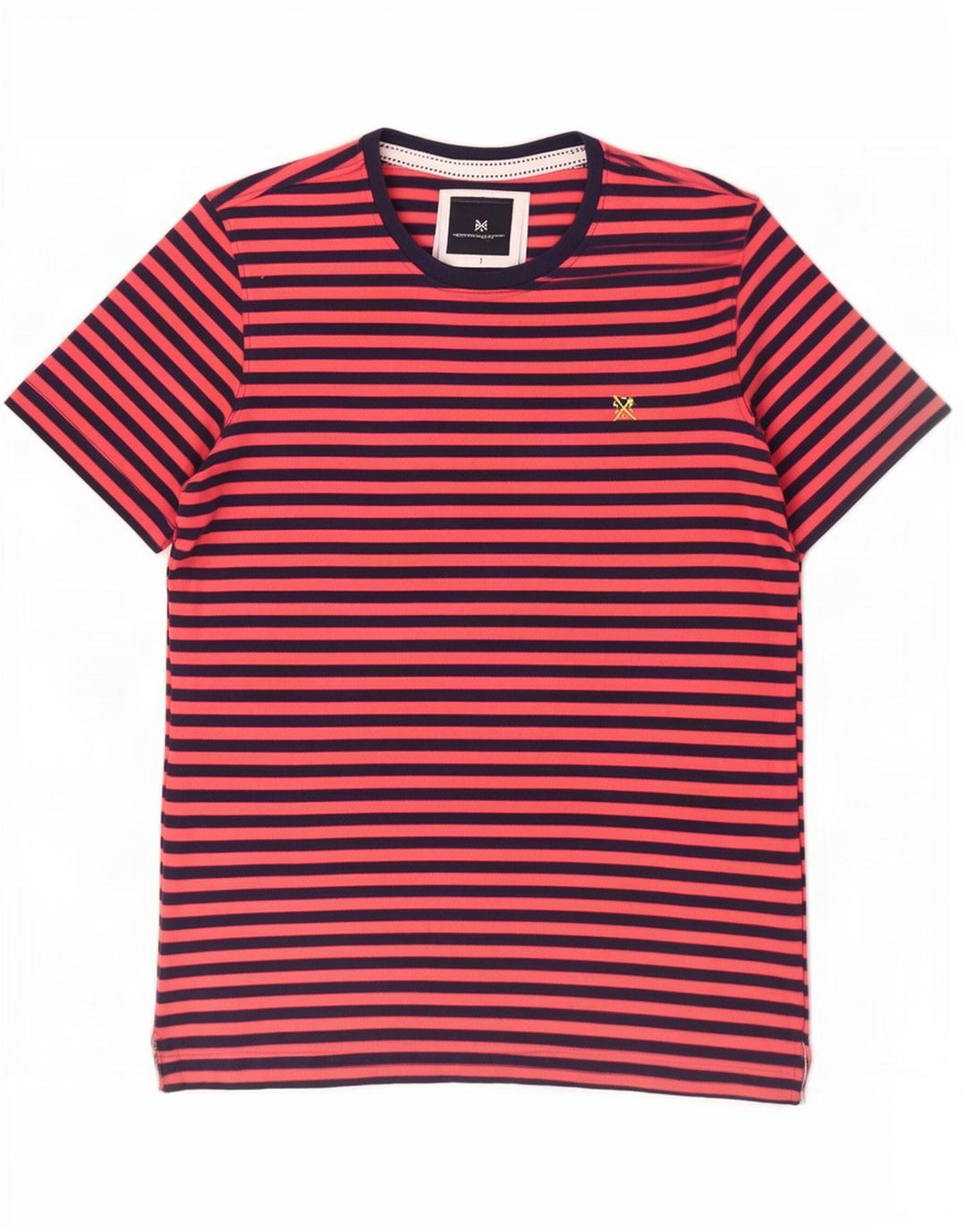 Camiseta masculina Crew Clothing Top médio listrado vermelho algodão