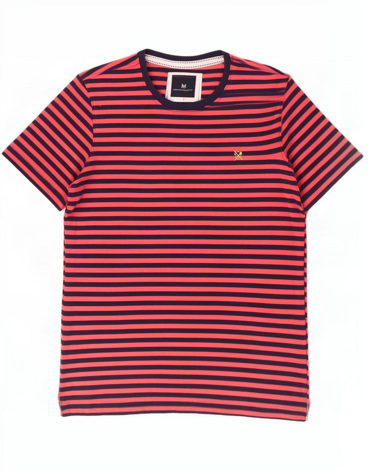 Camiseta masculina Crew Clothing Top médio listrado vermelho algodão