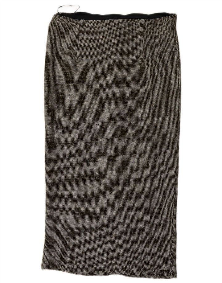 Topshop saia midi feminina UK 12 médio W32 poliéster preto