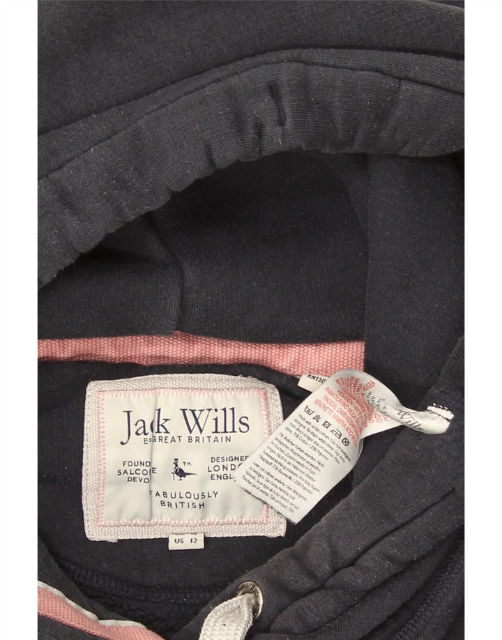 Jack Wills moletom feminino com capuz grande e gráfico UK 12 médio azul marinho