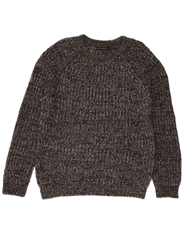 Suéter masculino com gola canoa French Connection acrílico manchado cinza médio