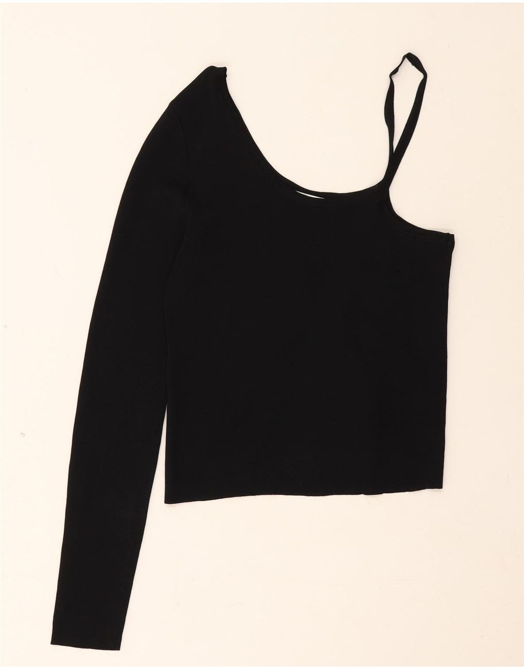 Zara Womens Crop One Ombro Top Reino Unido 8 Pequeno Preto