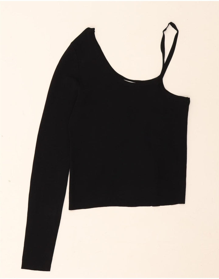 Zara Womens Crop One Ombro Top Reino Unido 8 Pequeno Preto