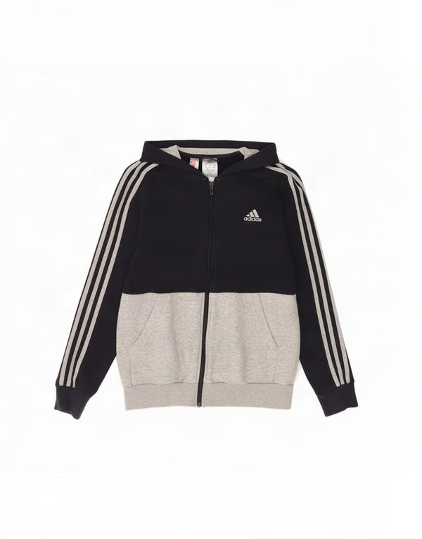Suéter Adidas Boys Zip com capuz 13-14 anos cinza algodão