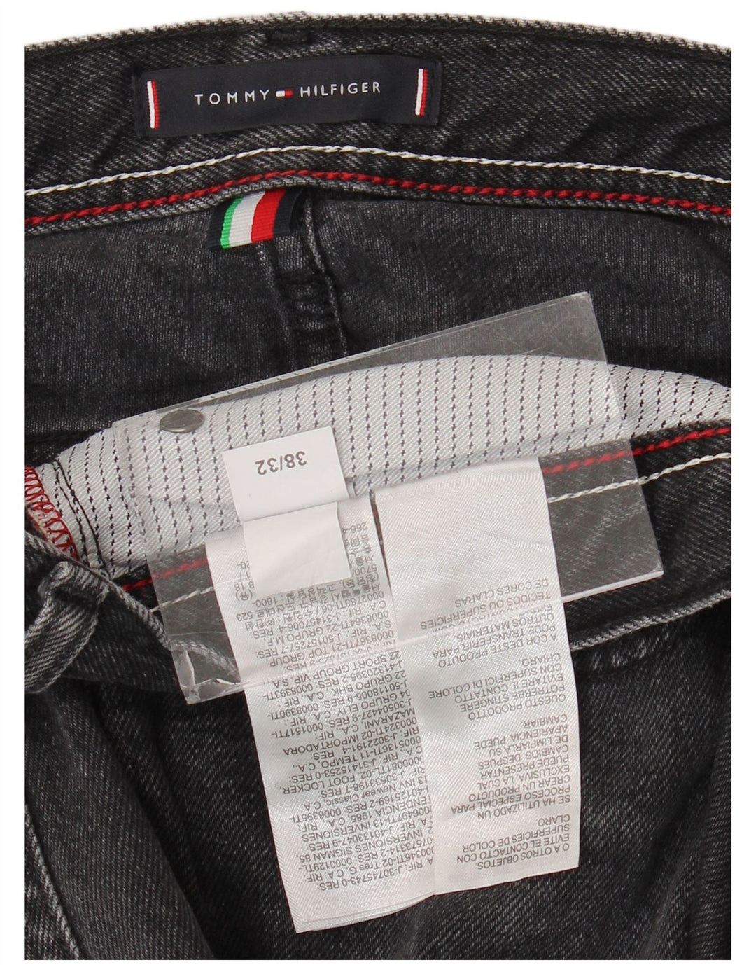 Jeans retos masculinos Tommy Hilfiger W38 L32 algodão cinza