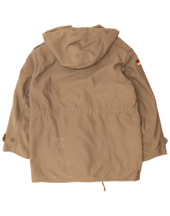 Jaqueta Parka masculina VINTAGE militar com capuz Reino Unido 40 grande cinza