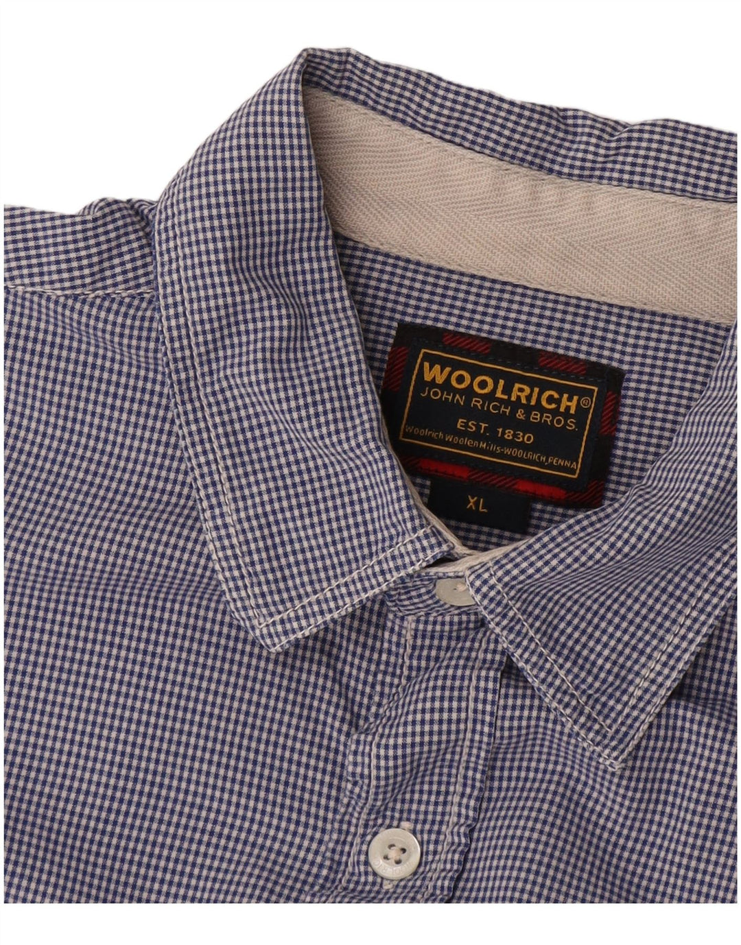 Camisa masculina de manga curta WOOLRICH XL azul marinho guingão