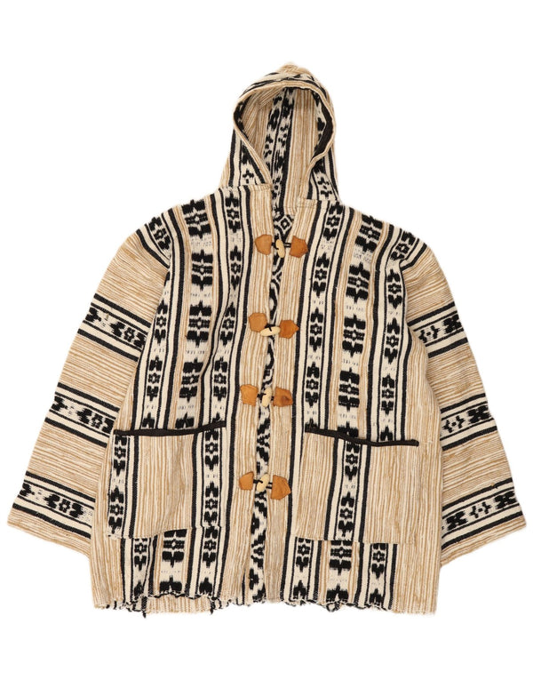 Suéter cardigã feminino vintage com capuz Reino Unido 20 2XL Bege Fair Isle