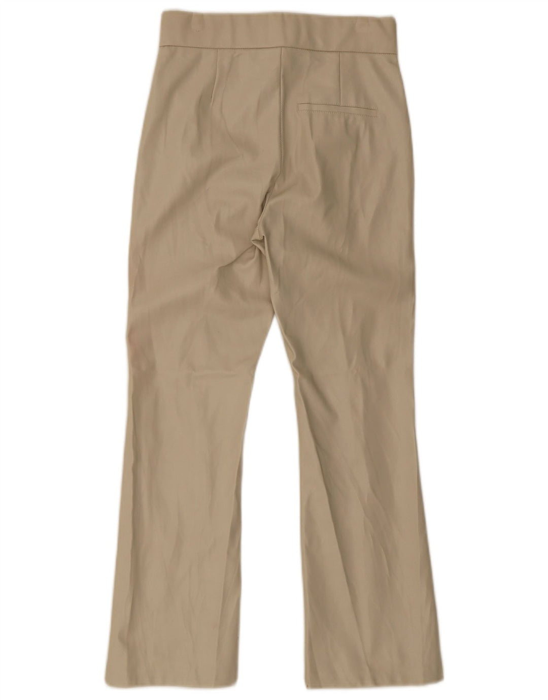 Zara Calça feminina reta casual pequena W26 L26 poliéster bege