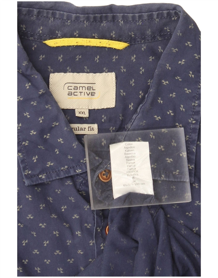 Camisa masculina de ajuste regular Camel Active 2XL algodão manchado azul marinho
