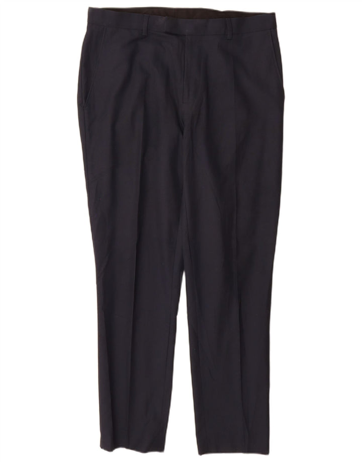 Calça masculina Marks & Spencer Slim Suit W32 L29 azul marinho poliéster