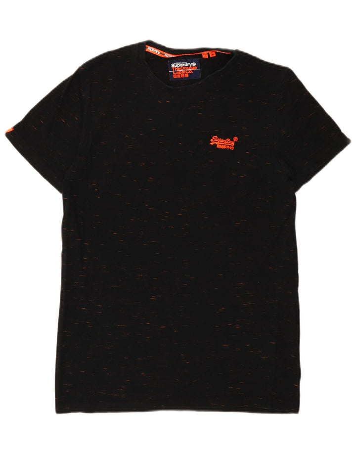 Camiseta masculina Superdry Top médio algodão manchado preto