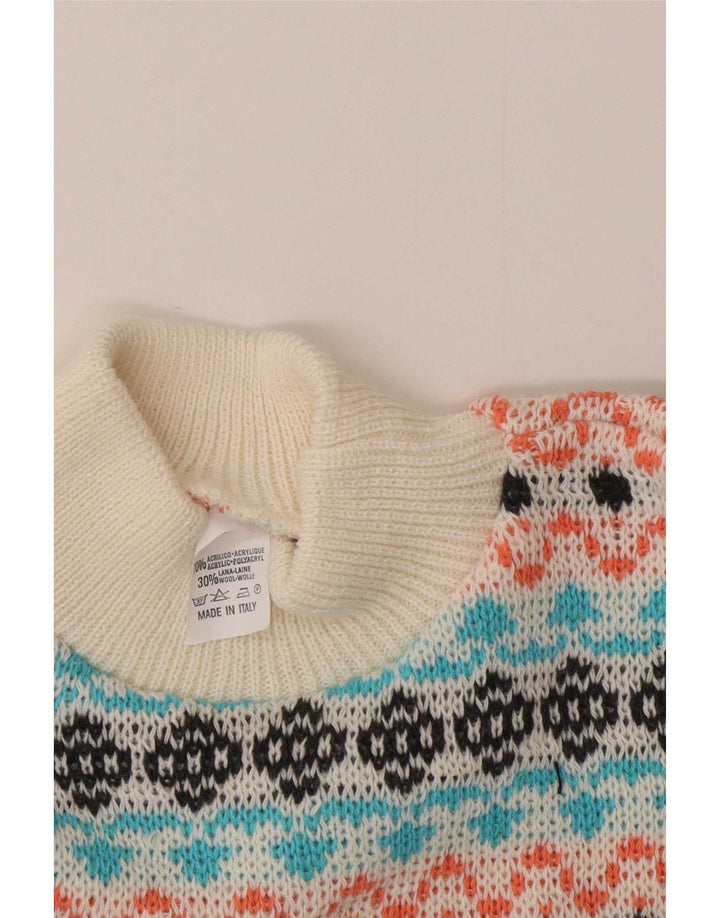 Suéter vintage masculino com gola tartaruga médio multicolorido Fair Isle