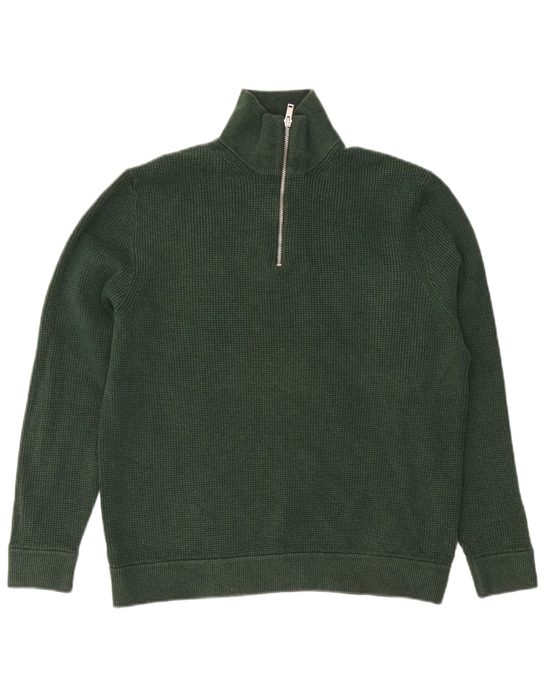 Suéter masculino Marks & Spencer com zíper e gola XL de algodão verde