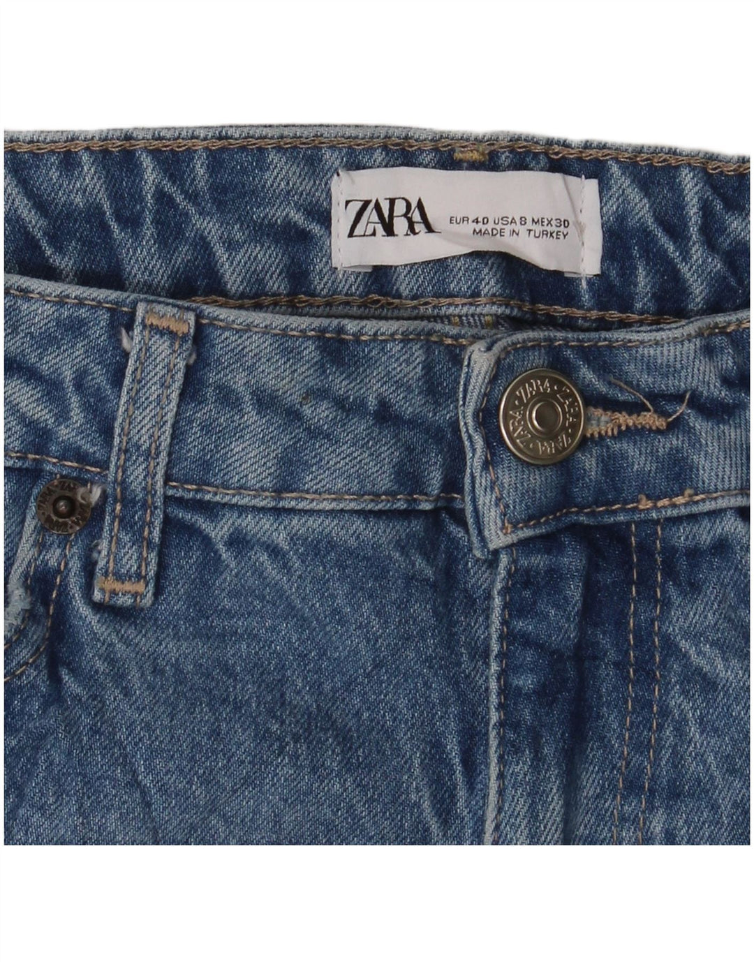 Calça jeans reta feminina Zara EU 40 médio W30 L31 azul